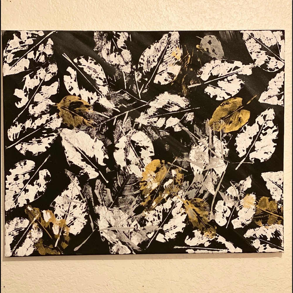 Original Hand painted abstract leaves